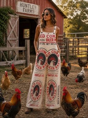 Vintage-Inspired Cream Printed Wide-Leg Jumpsuit